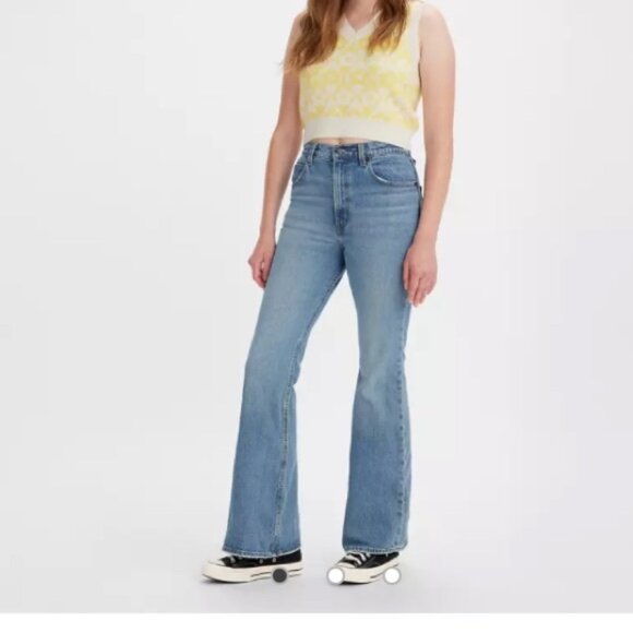 Levi's Denim - Levis 70'S High Rise Flare Jeans Woman 29x32 Medium Wash Western Festival Casual